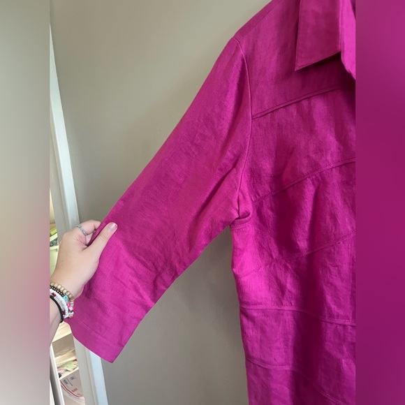 Lafayette 148 100% Linen Button Up Shirt Pink‎ Size 12 åç - Picture 3 of 6
